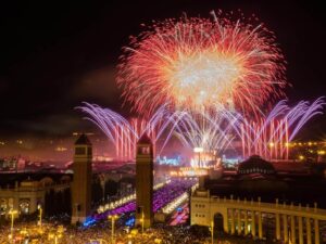 Fireworks celebrating the New Year in Barcelona during your opera trip