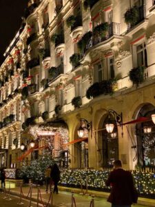 Paris at night during Christmas season