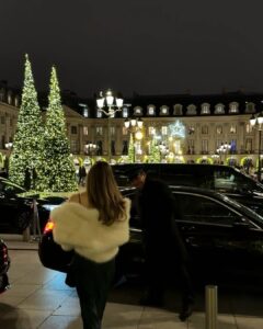 Paris at night during Christmas season during your opera trip